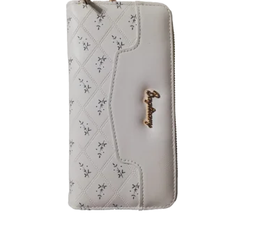 White Flower 2 zipper Wallet